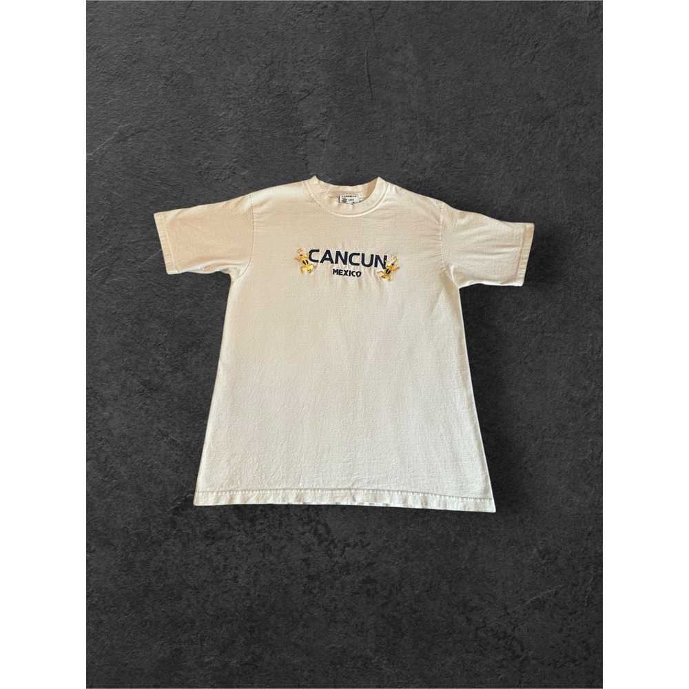 Caribbean Side Cancun Mexico T-Shirt Medium White Gecko Travel Embroidered